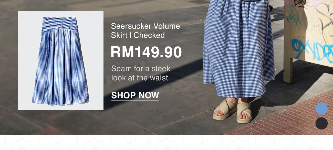 Seersucker Volume Skirt | Checked