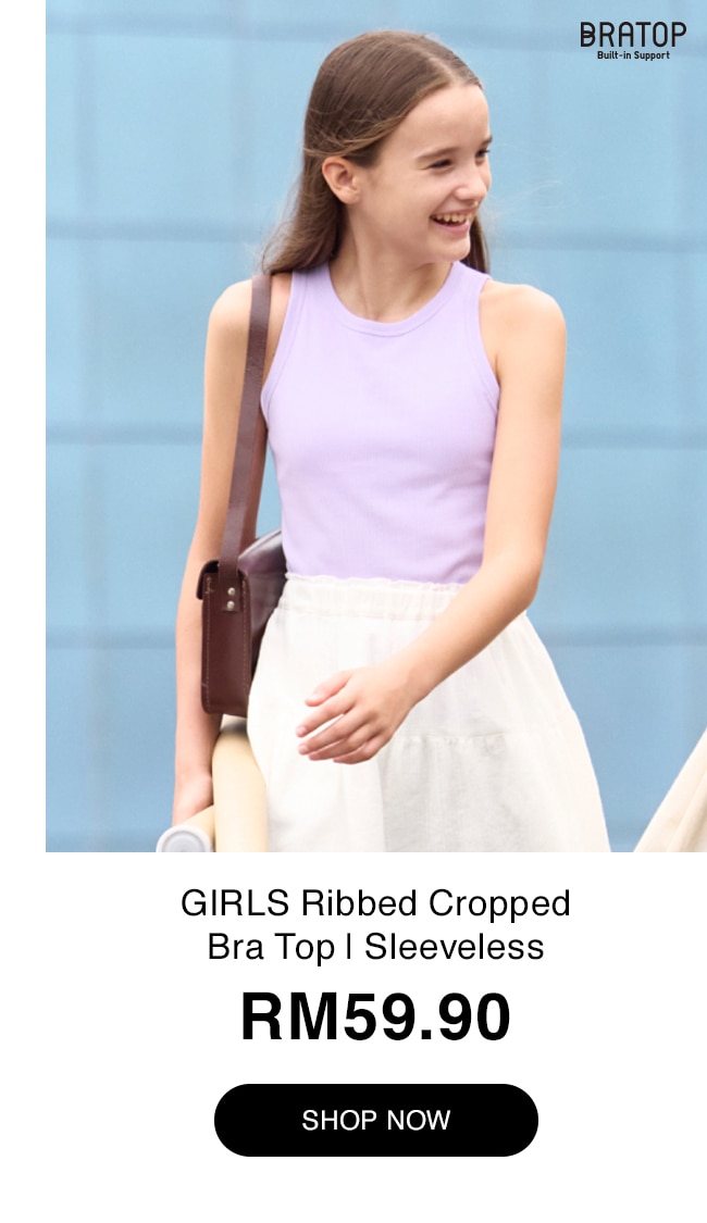 GIRLS Ribbed Cropped Bra Top | Sleeveless