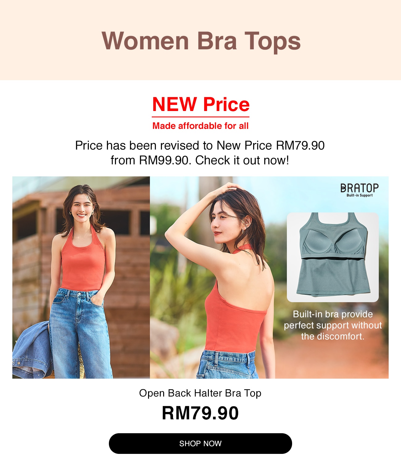 Open Back Halter Bra Top