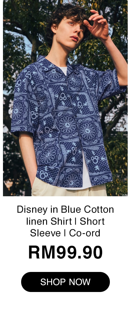 Disney in Blue Cotton linen Shirt | Short Sleeve | Co-ord