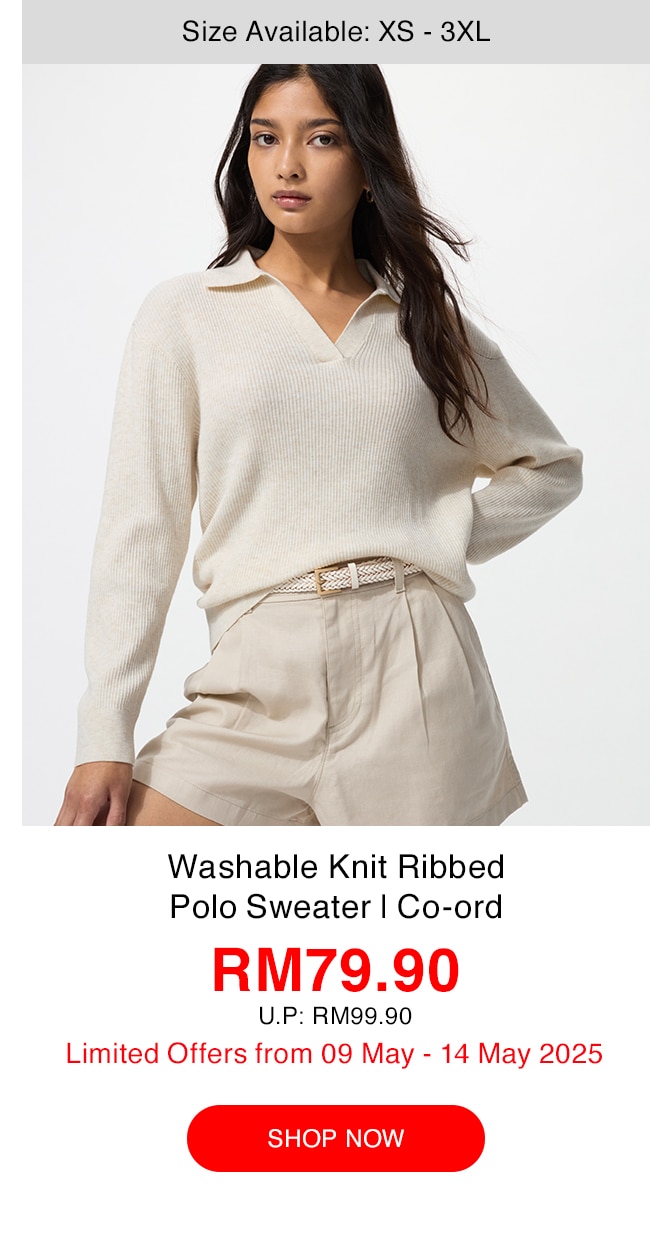 Washable Knit Ribbed Polo Sweater | Co-ord
