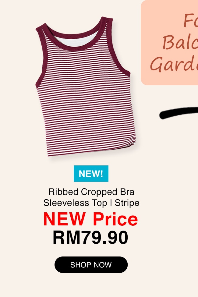 Ribbed Cropped Bra Sleeveless Top | Stripe