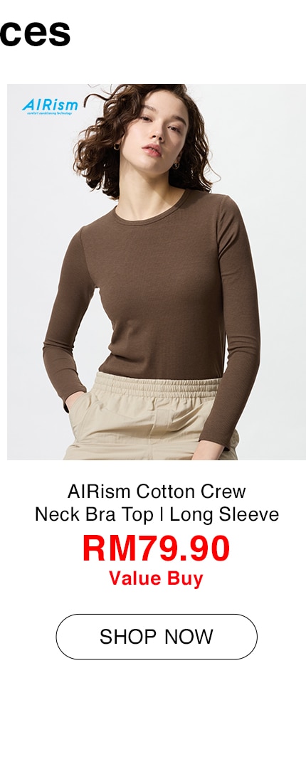 AIRism Cotton Crew Neck Bra Top | Long Sleeve