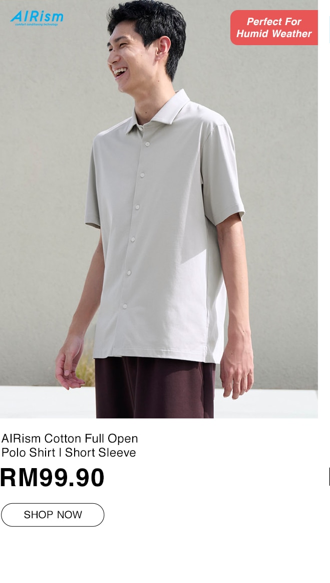 AIRism Cotton Full Open Polo Shirt | Short Sleeve