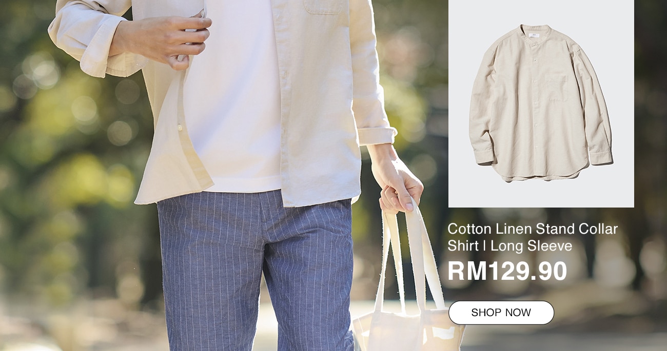 Cotton Linen Stand Collar Shirt | Long Sleeve