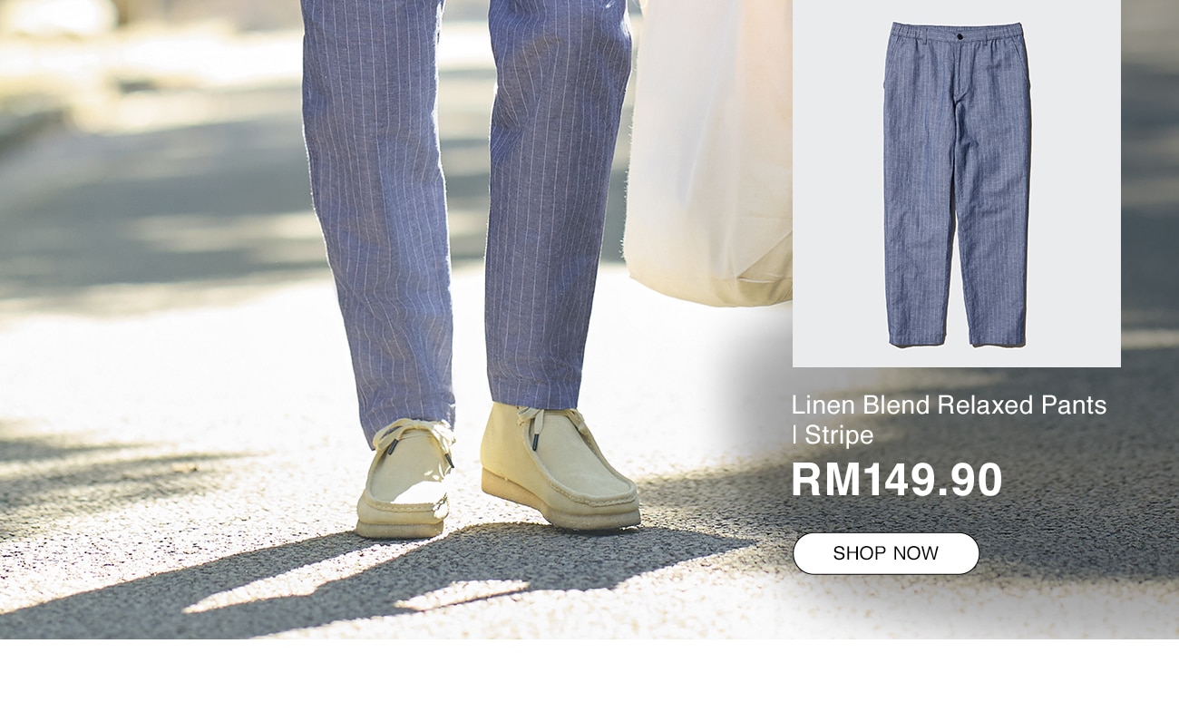 Linen Blend Relaxed Pants | Stripe