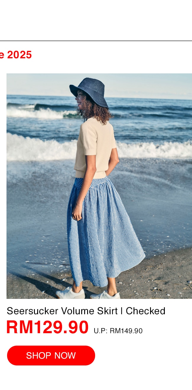 Seersucker Volume Skirt | Checked