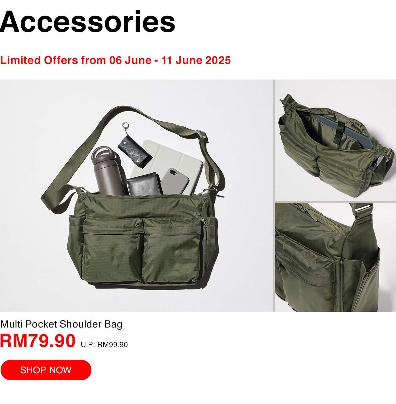 Multi Pocket Shoulder Bag