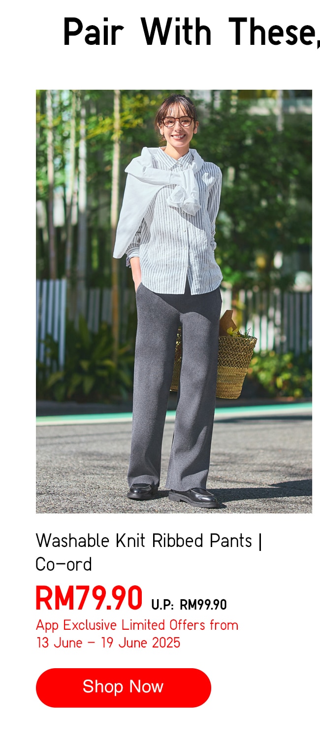 Washable Knit Ribbed Pants | Co-ord