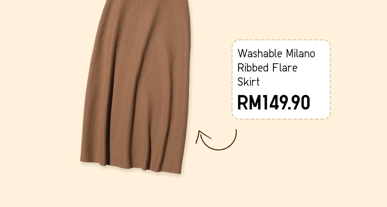 Washable Milano Ribbed Flare Skirt