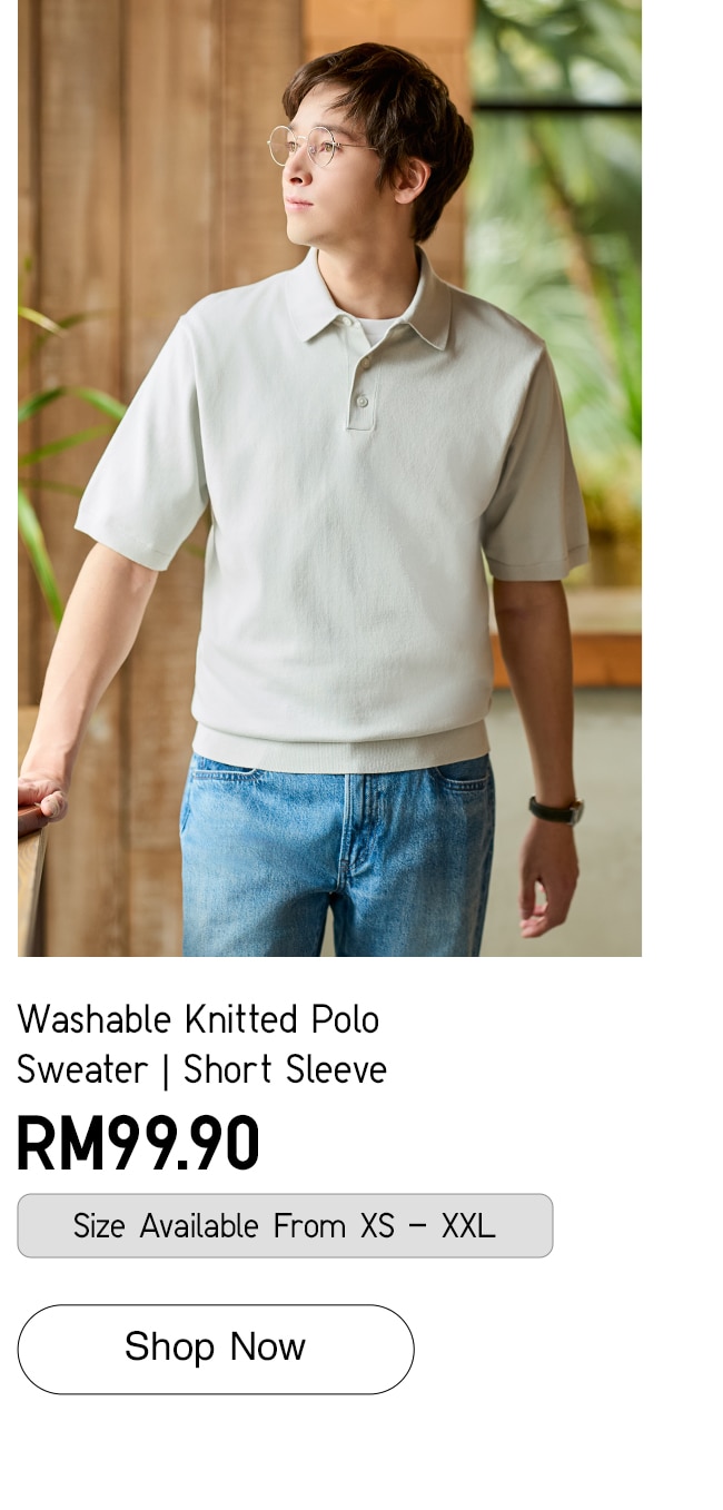 Washable Knitted Polo Sweater | Short Sleeve