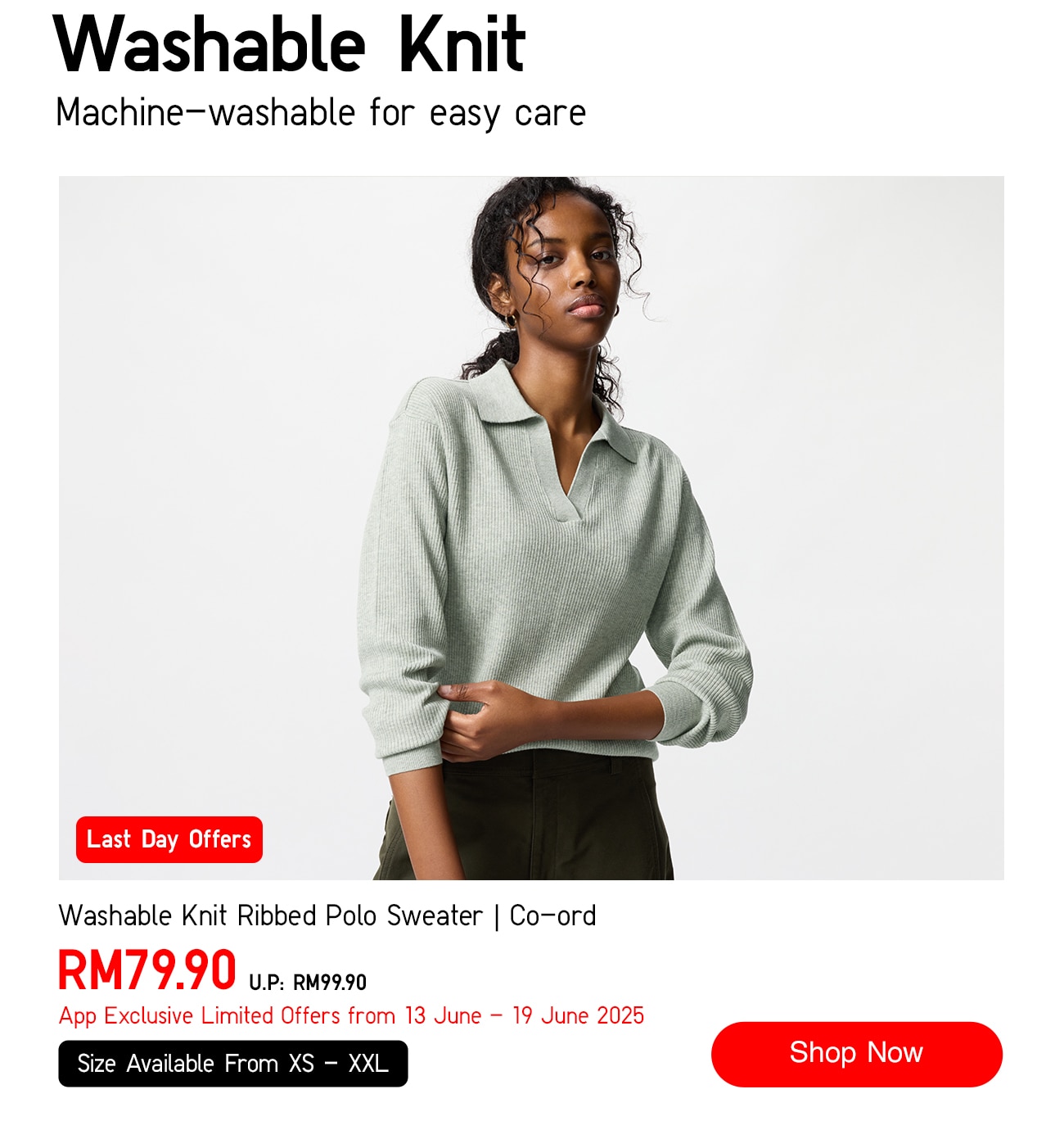 Washable Knit Ribbed Polo Sweater | Co-ord