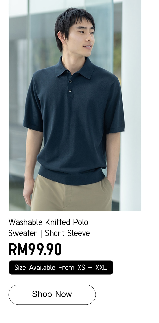 Washable Knitted Polo Sweater | Short Sleeve