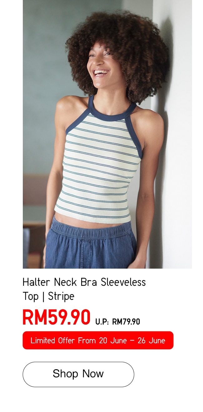 Halter Neck Bra Sleeveless Top | Stripe