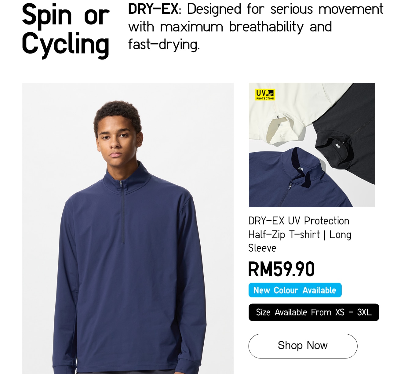 DRY-EX UV Protection Half-Zip T-shirt | Long Sleeve