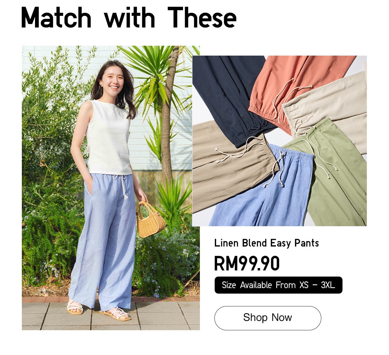 Linen Blend Easy Pants