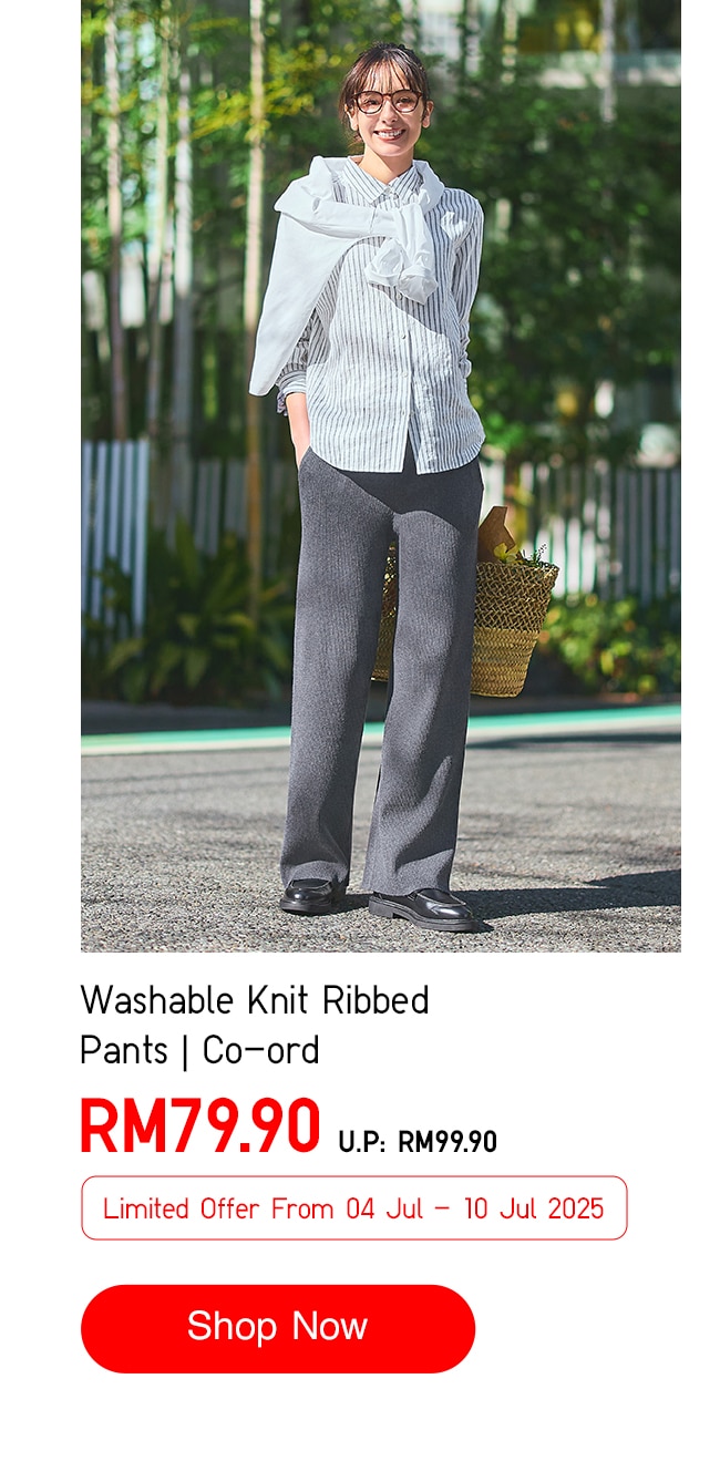 Washable Knit Ribbed Pants | Co-ord
