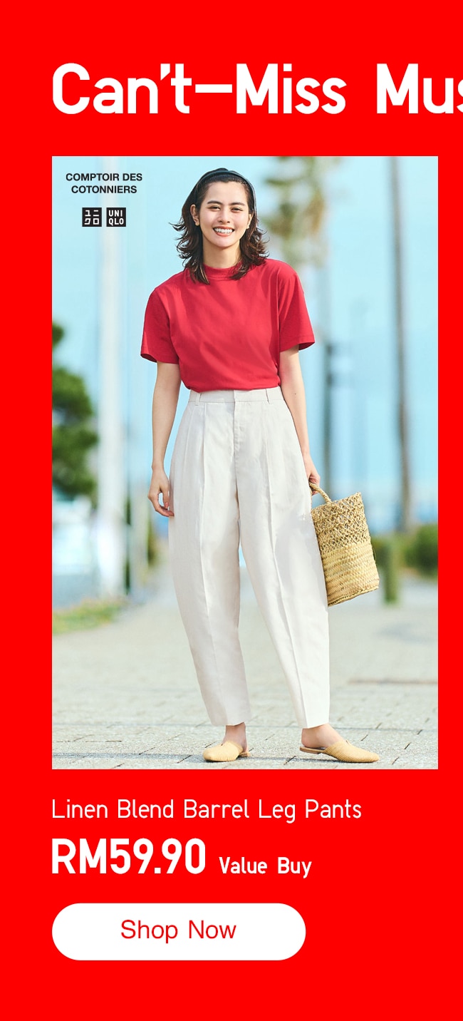 Linen Blend Barrel Leg Pants