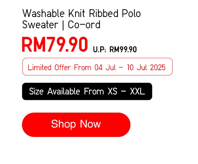 Washable Knit Ribbed Polo Sweater | Co-ord