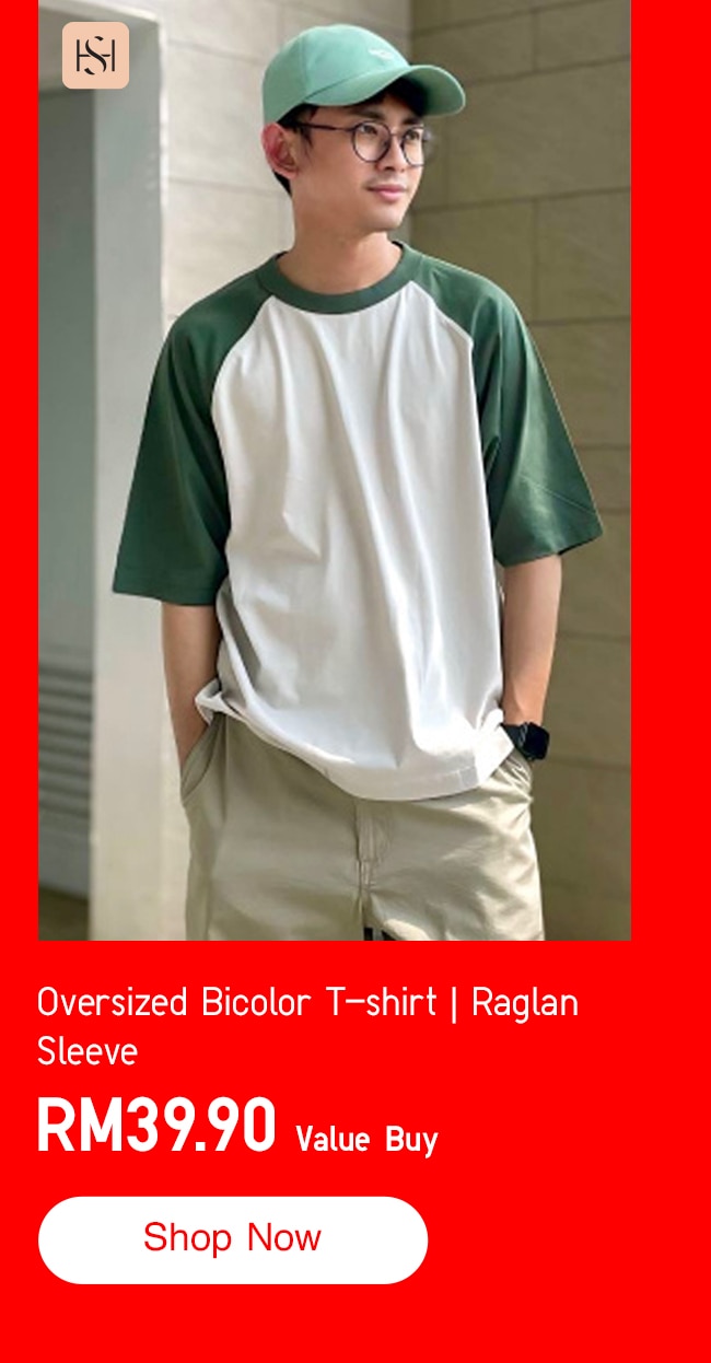 Oversized Bicolor T-shirt | Raglan Sleeve