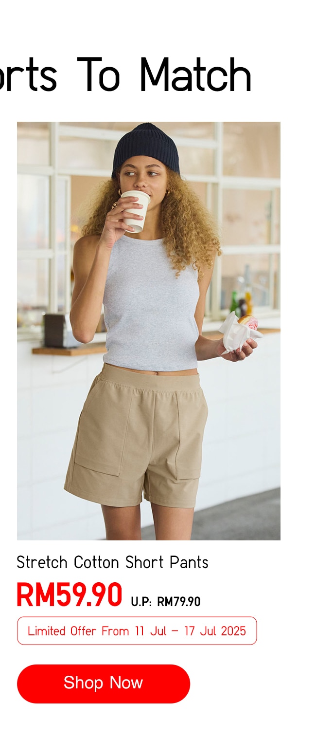 Stretch Cotton Short Pants