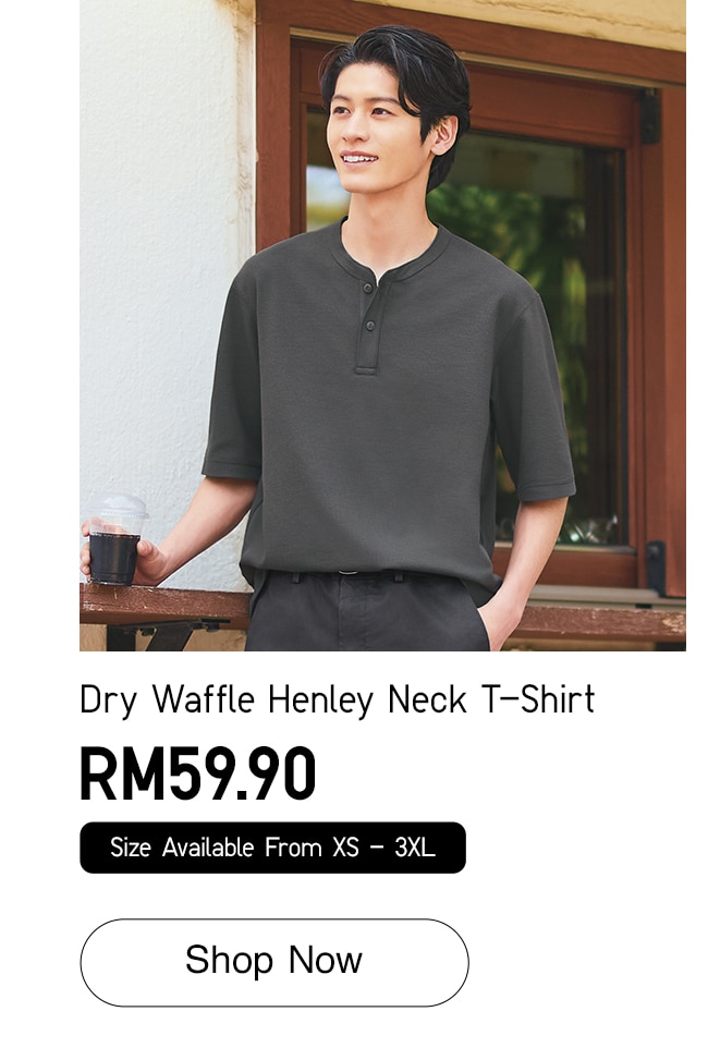 Dry Waffle Henley Neck T-Shirt
