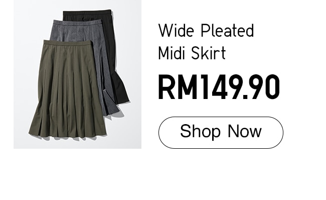 Wide Pleated Midi Skirt