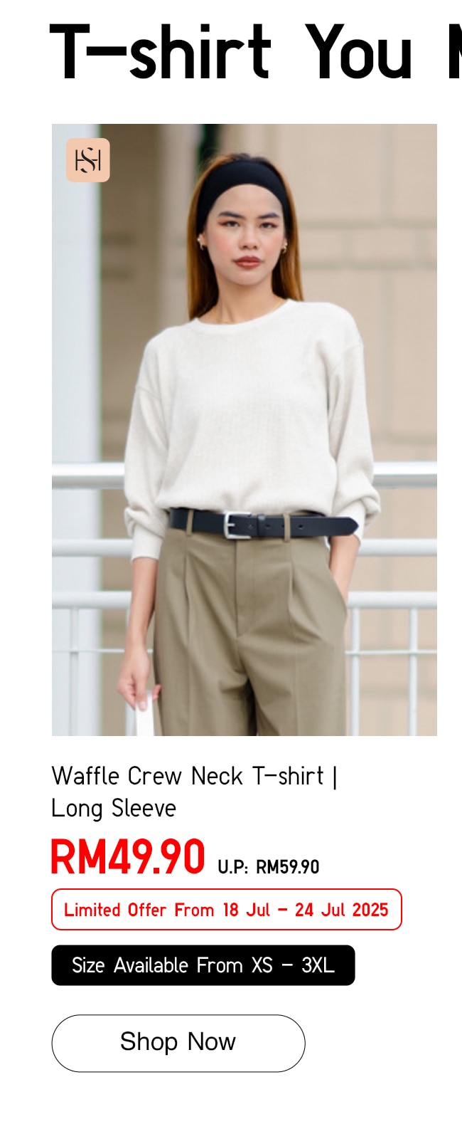 Waffle Crew Neck T-shirt | Long Sleeve