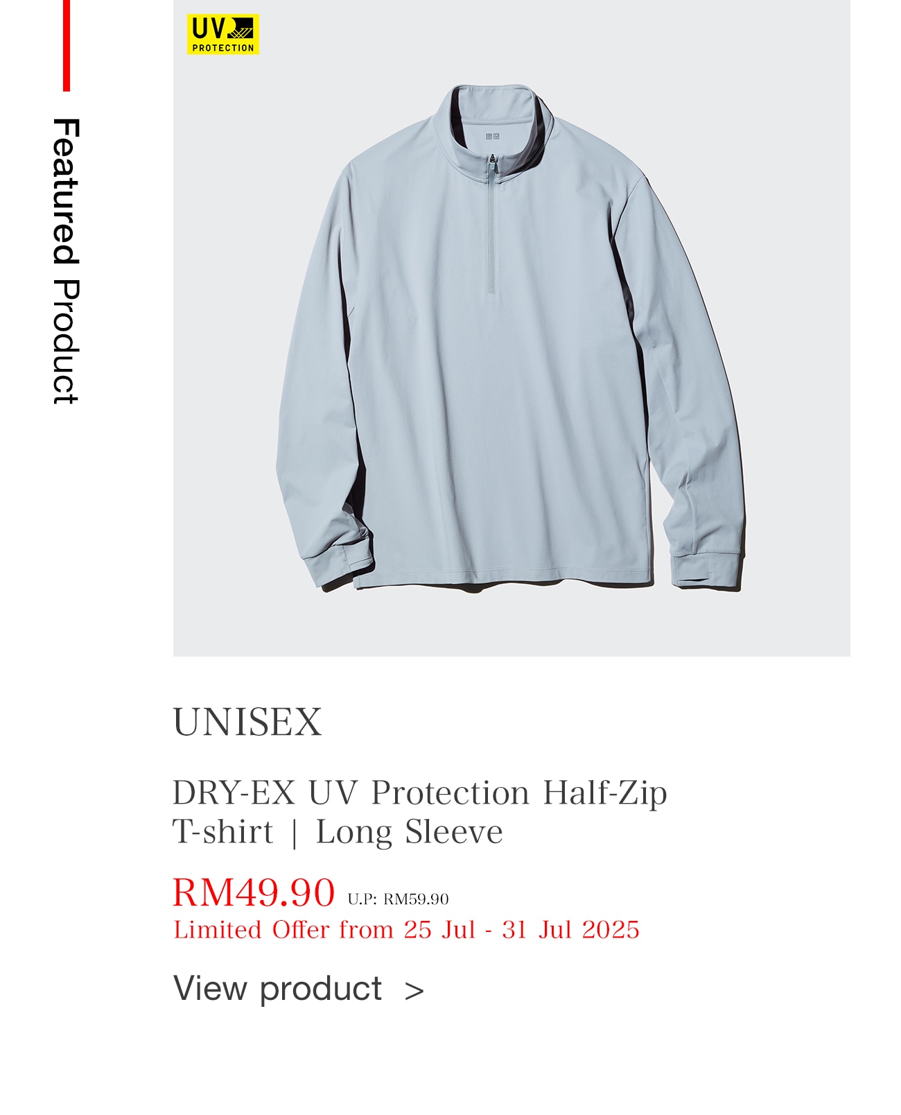 DRY-EX UV Protection Half-Zip T-shirt | Long Sleeve
