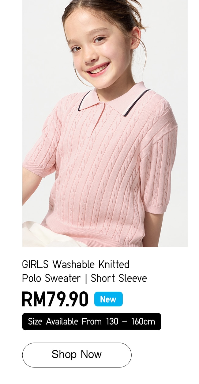GIRLS Washable Knitted Polo Sweater | Short Sleeve