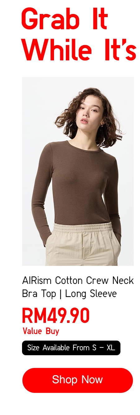 AIRism Cotton Crew Neck Bra Top | Long Sleeve