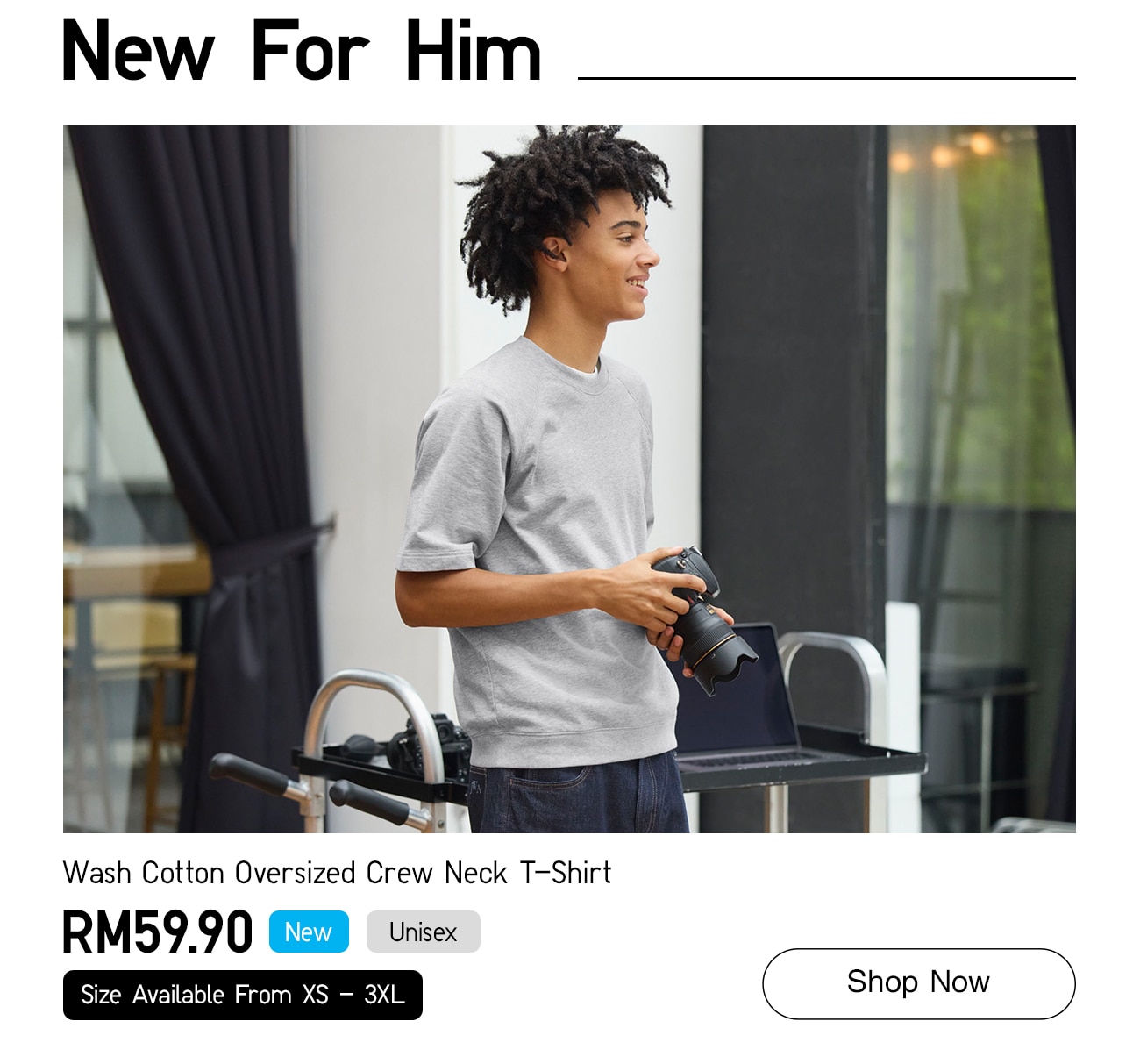 Wash Cotton Oversized Crew Neck T-Shirt