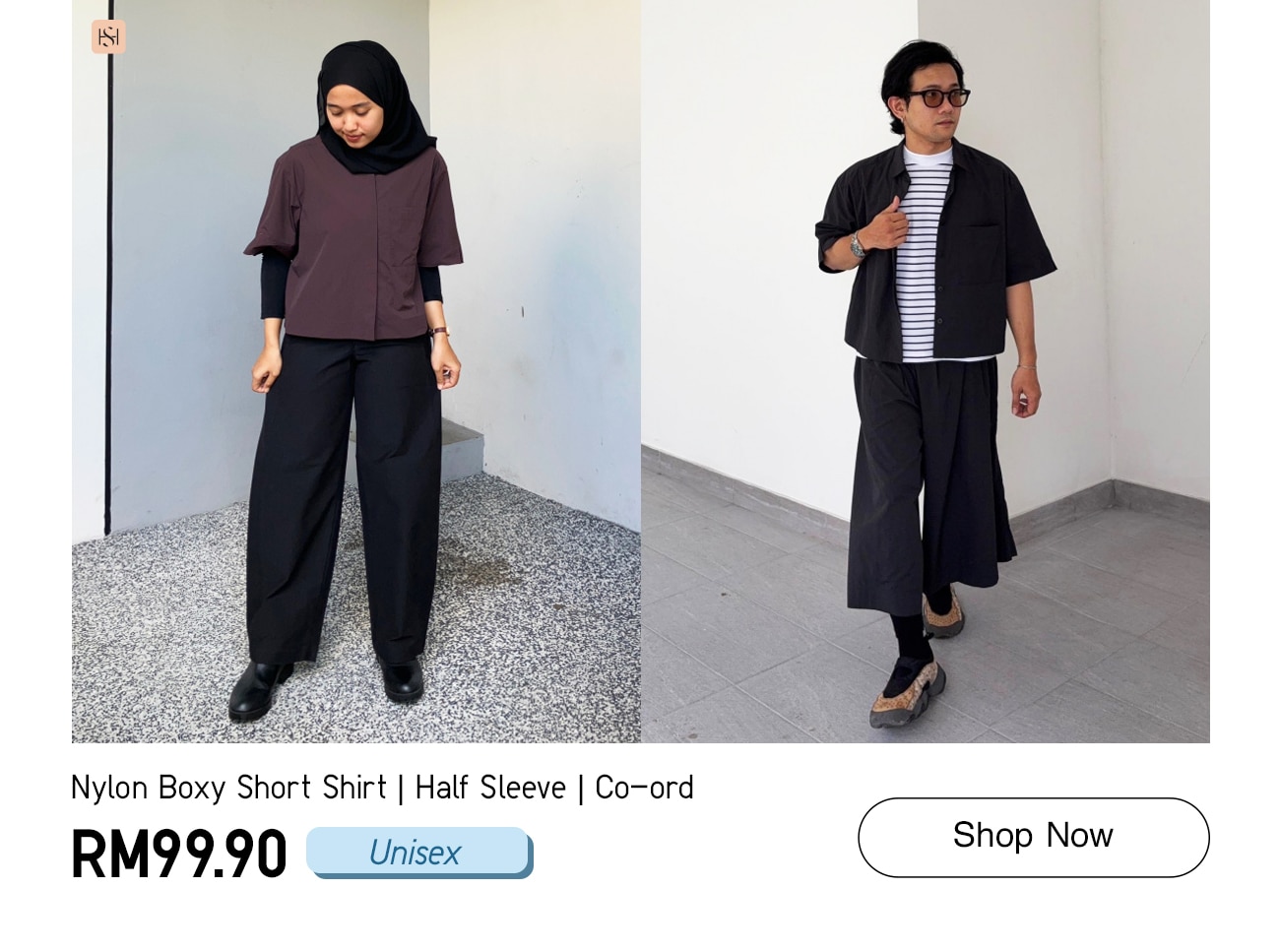 Nylon Boxy Short Shirt | Half Sleeve | Co-ord