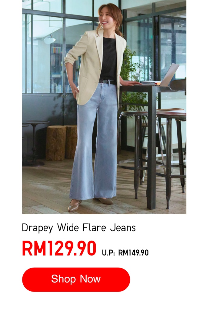 Drapey Wide Flare Jeans