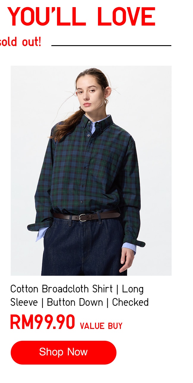 Cotton Broadcloth Shirt | Long Sleeve | Button Down | Checked