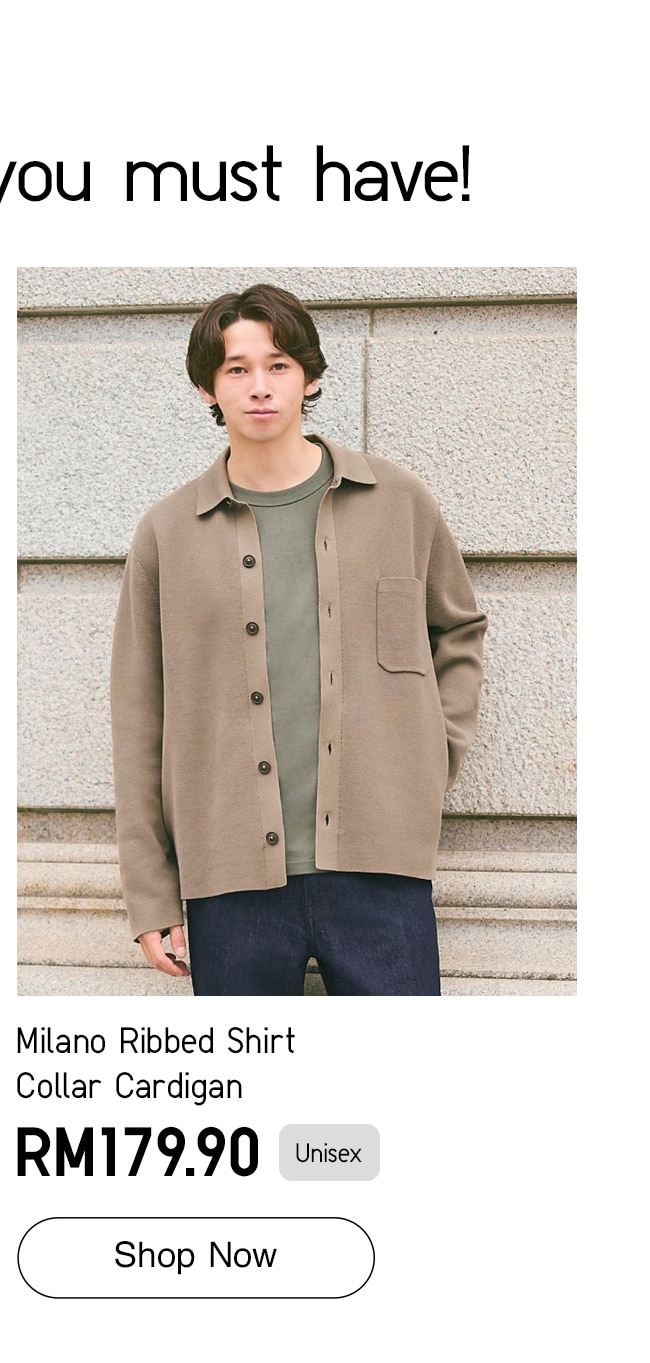 Milano Ribbed Shirt Collar Cardigan