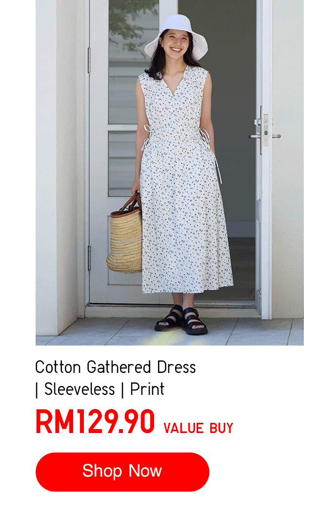 Cotton Gathered Dress | Sleeveless | Print