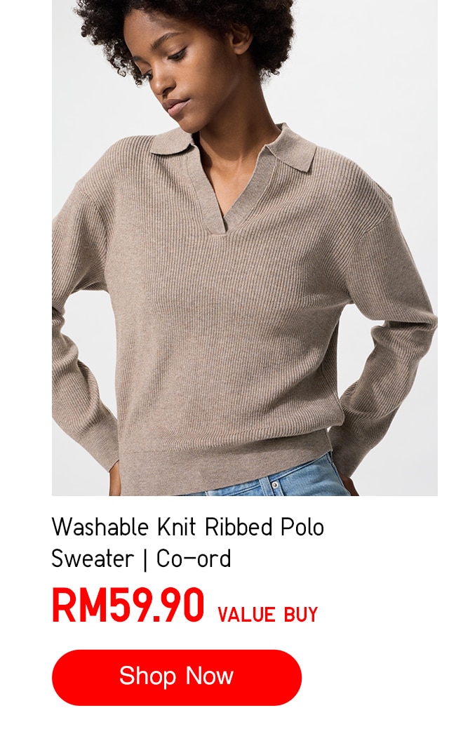 Washable Knit Ribbed Polo Sweater | Co-ord