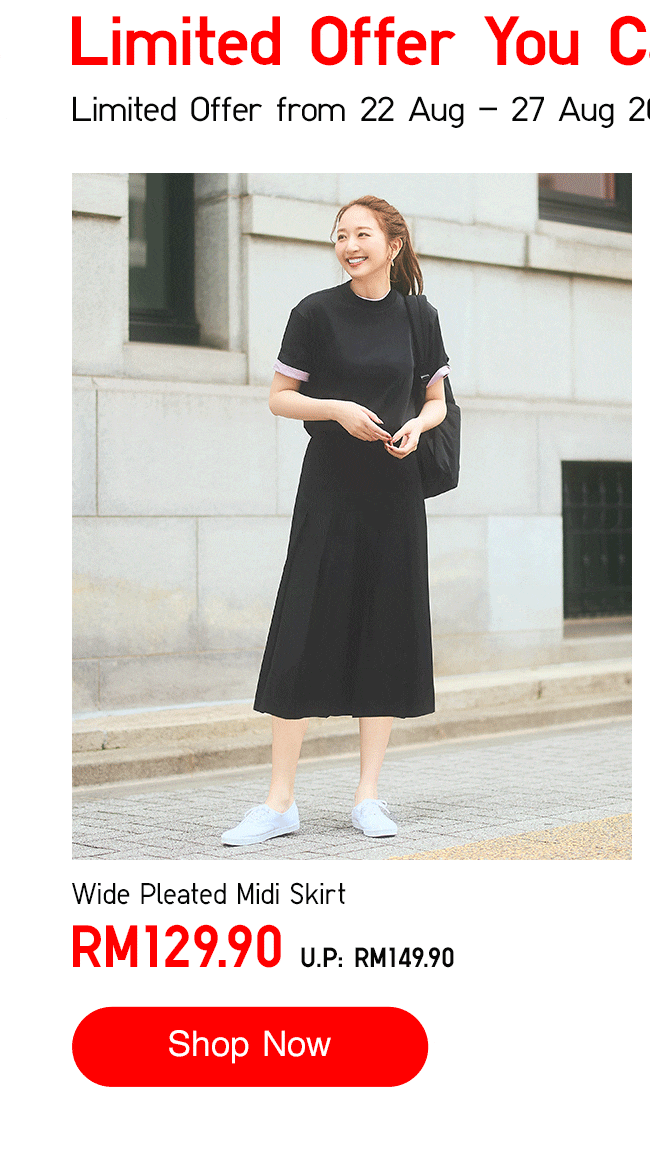 Wide Pleated Midi Skirt