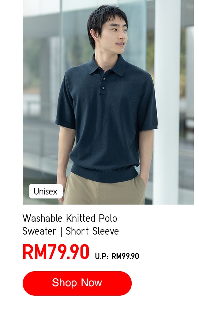 Washable Knitted Polo Sweater | Short Sleeve