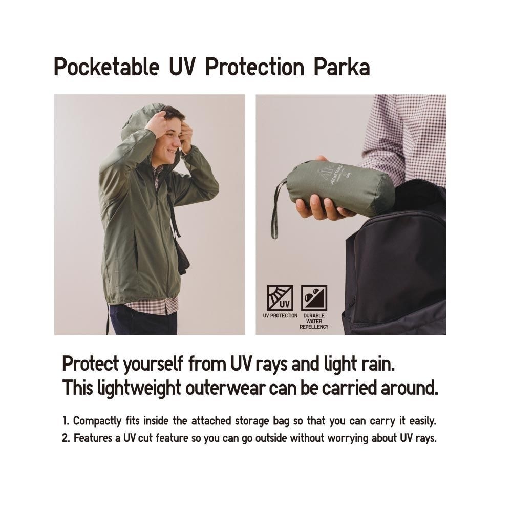 Packable UV Protection Garments  UV Protection 3D Cut Pocketable Parka