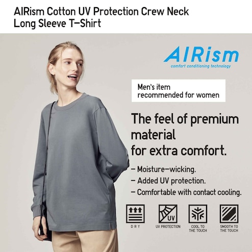 UNIQLO AIRism UV Inner T-Shirt White Black Women UV Protection