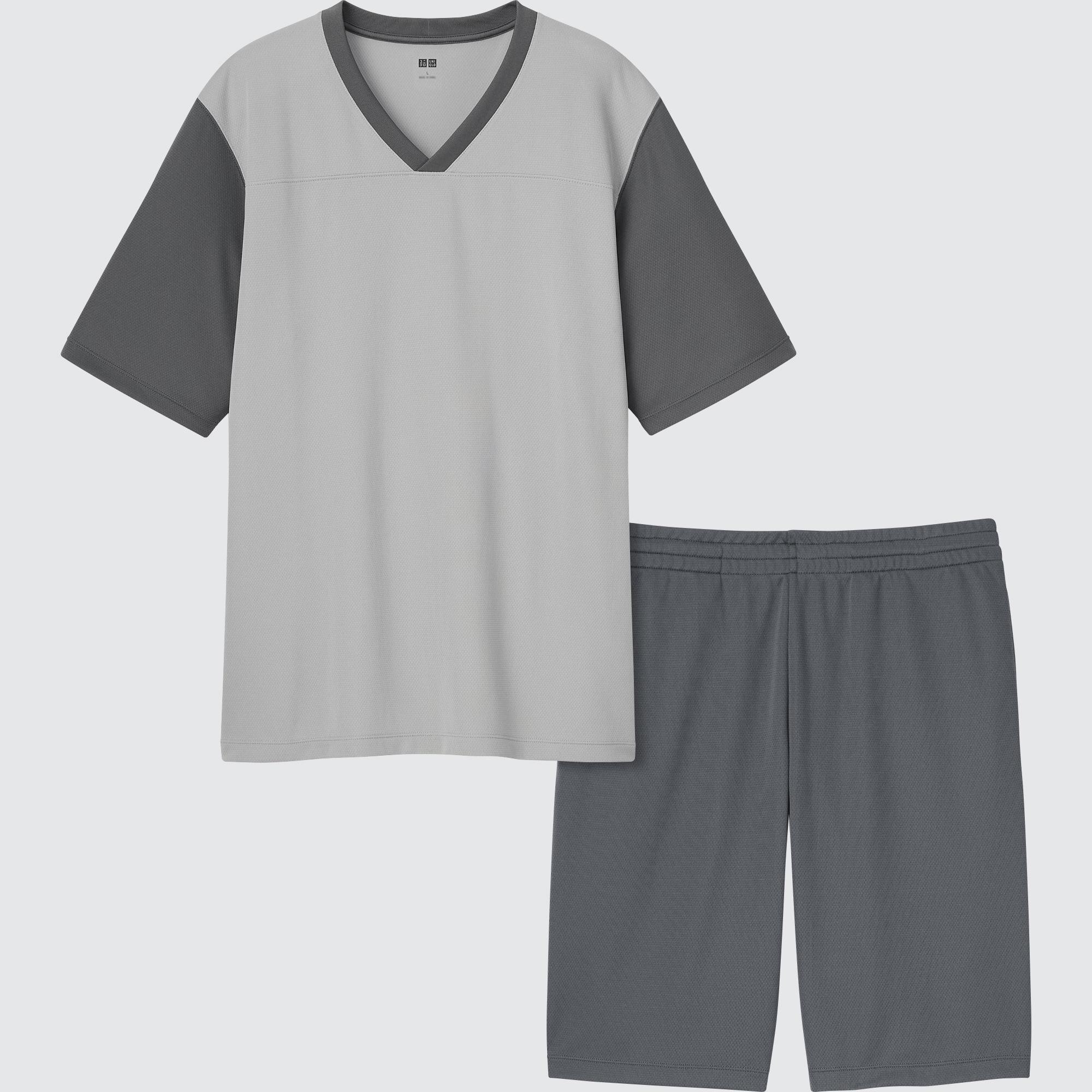 MEN'S AIRISM MESH V NECK SET (SHORT 
