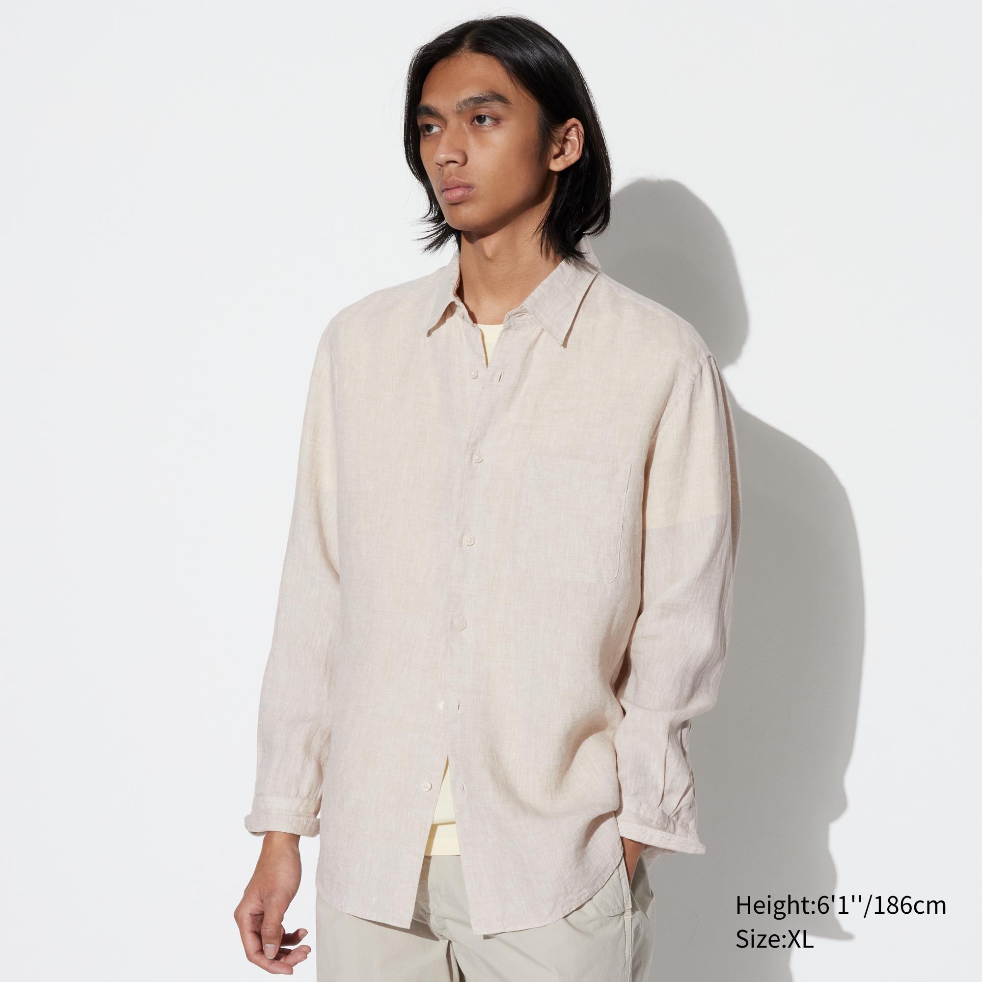 Check styling ideas for「Premium Linen Long Sleeve Shirt、Pleated