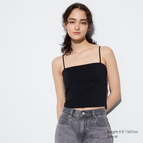 WOMEN'S AIRISM COTTON CROPPED RIBBED BRA TOP