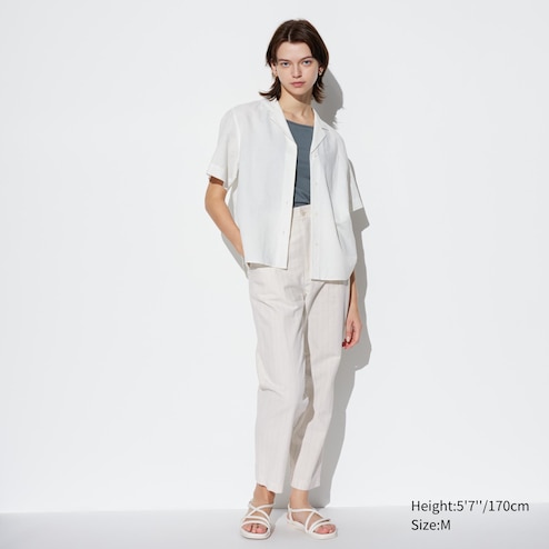 Women Ezy Striped Ankle-length Pants from Uniqlo on 21 Buttons