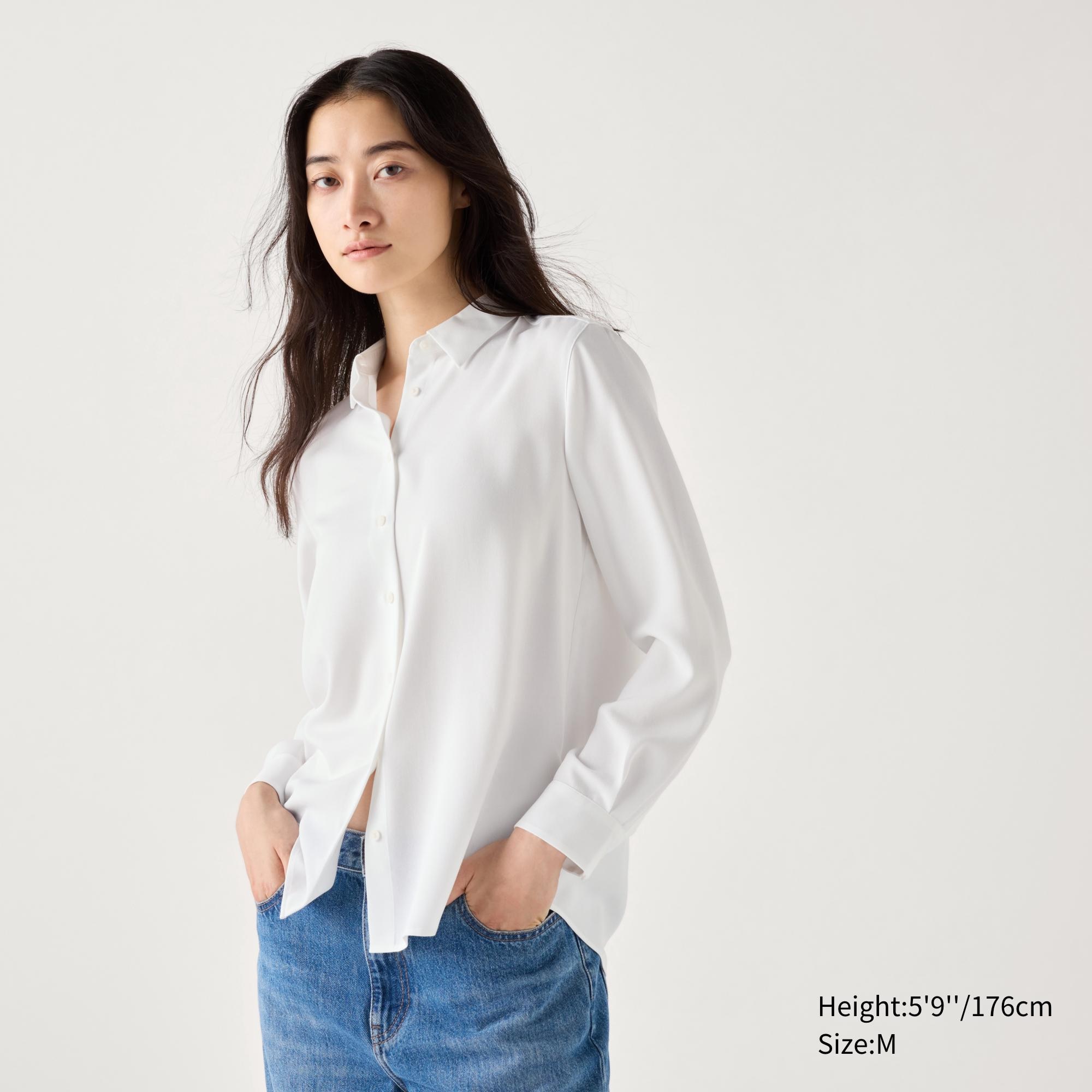 Check styling ideas for「Rayon Long Sleeve Blouse、Pleated Shorts」| UNIQLO PH