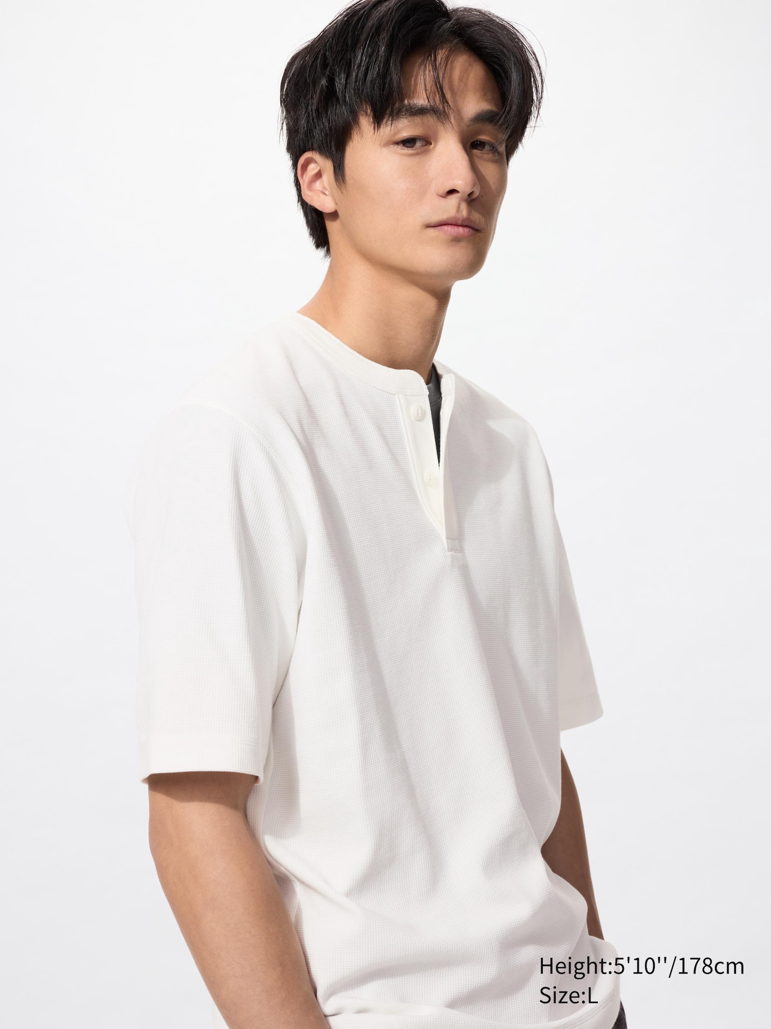 Check styling ideas for「Dry Waffle Henley Neck T-Shirt、Wide Straight ...