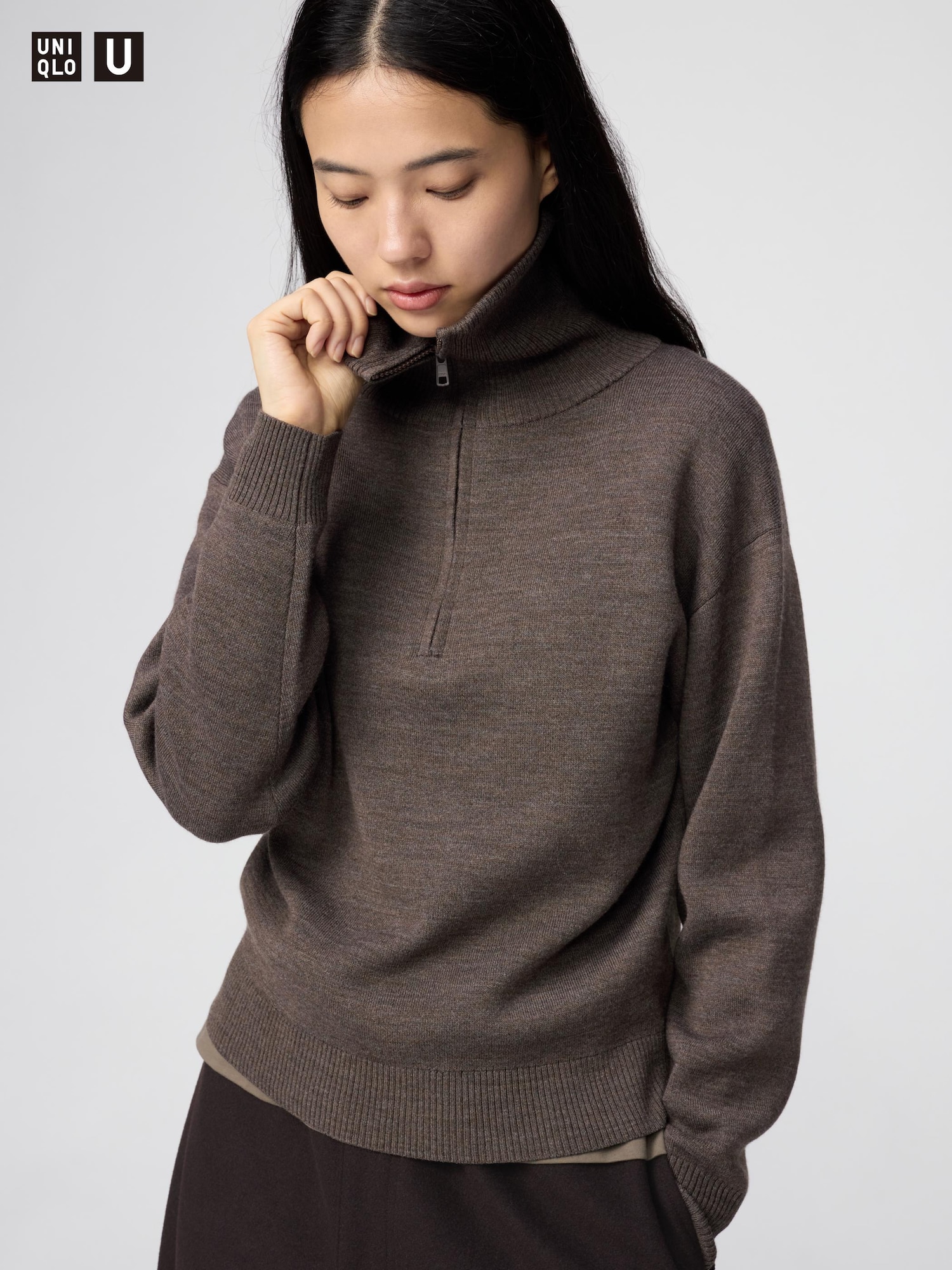 WOMEN'S DOUBLE FACE KNIT HALF ZIP SWEATER | UNIQLO PH