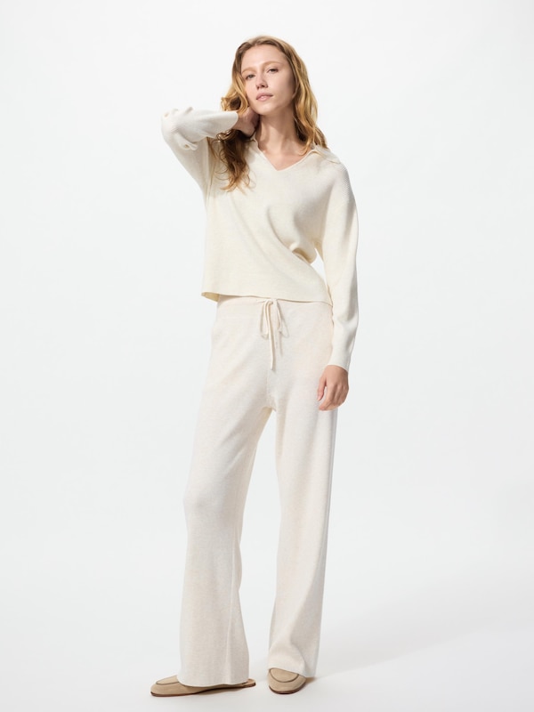 Washable Knit Ribbed Polo Sweater